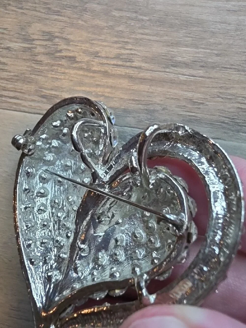 Crystal Heart Brooch/pendant - Silver Clear Rhinestones